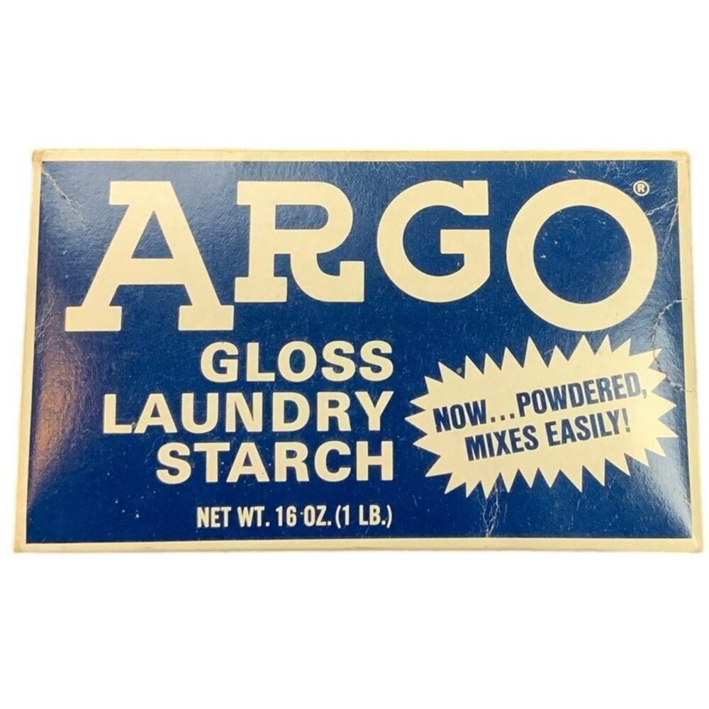 Vintage Argo Gloss Laundry Starch 16 Oz NOS Factory Sealed Blue Box Best Foods